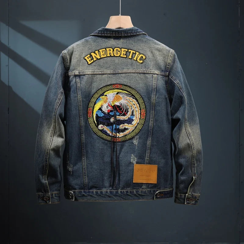 American vintage blue men's denim jacket