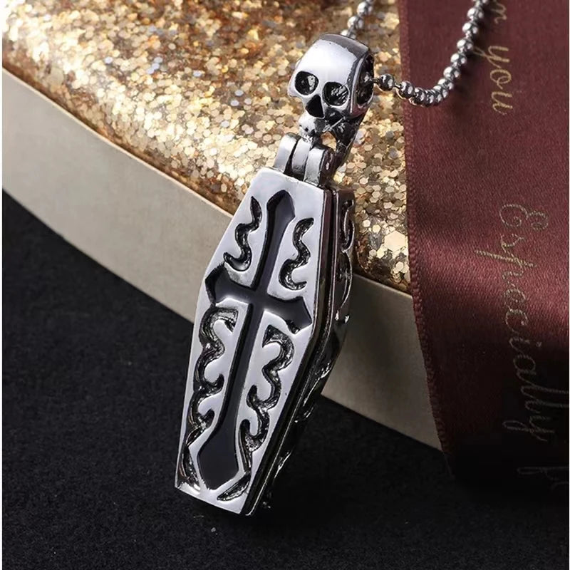 Vintage Gothic Coffin Skull Pendant