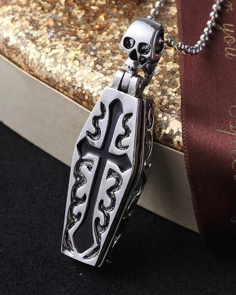 Vintage Gothic Coffin Skull Pendant