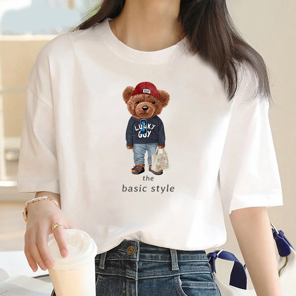 Plus Size T Shirts Summer Luxury Brand Cotton Casual Round Neck Short Sleeve High Quality Woman Tees Tops Fashion Blouse