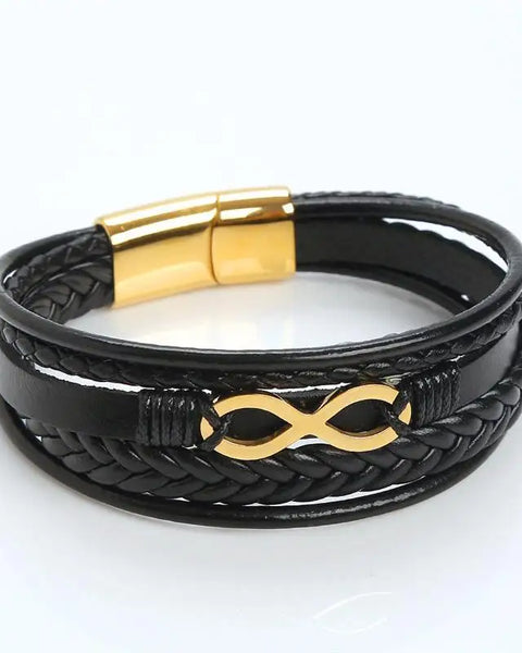 Infinity Symbol Charm Multi-Layer Leather Bracelet for Men