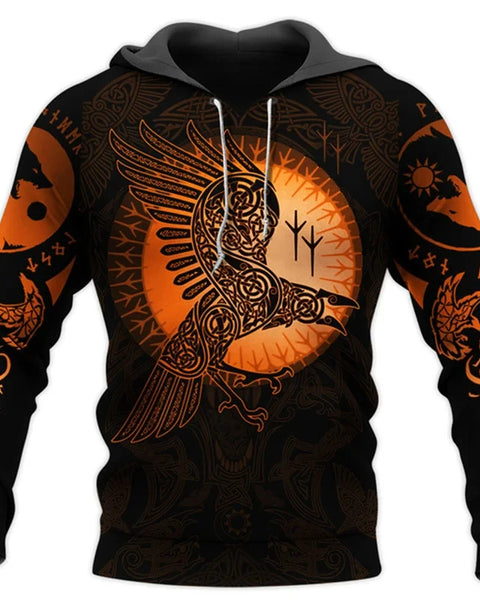 Vintage  Viking Mythology  Long Sleeve Oversized   Hoodie