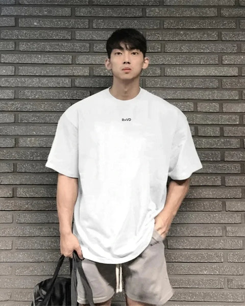 Hip Hop Oversize S-4xl Men Loose Fitness T Shirt Fashion Gym Running T-shirts Summer Gym Short Sleeve Cotton Casual Tees Tops