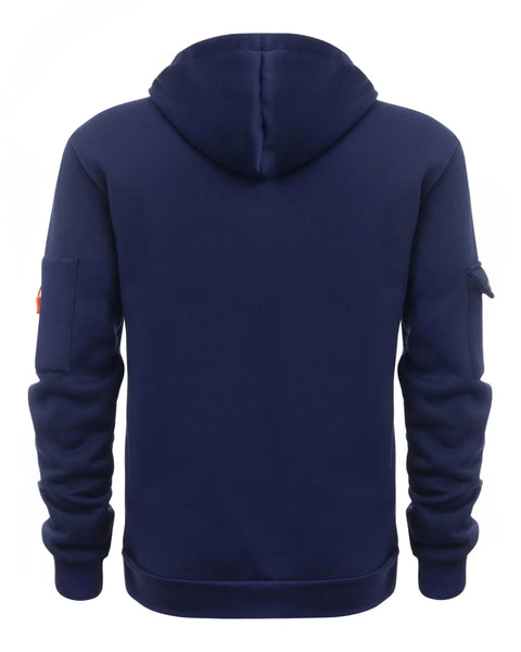 multi-pocket zipper loose casual European size pullover hoodie