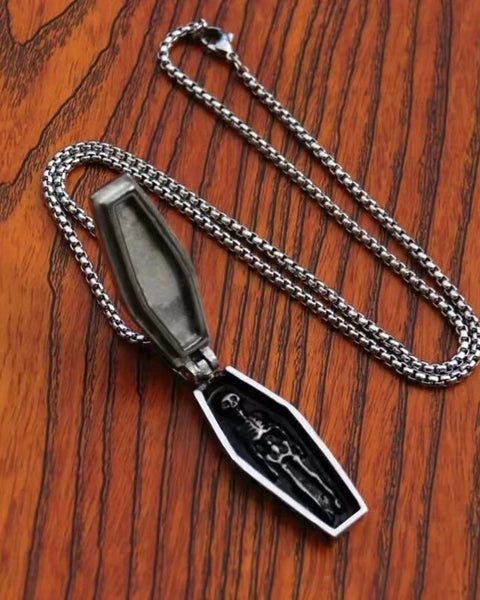 Vintage Gothic Coffin Skull Pendant