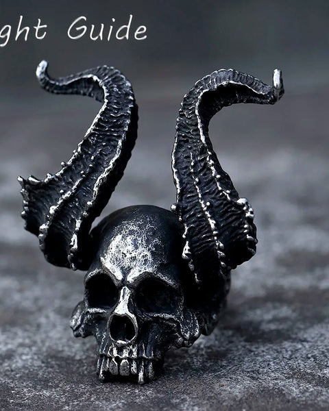 Gothic  Skull Ring Horned Satan Devil Ring