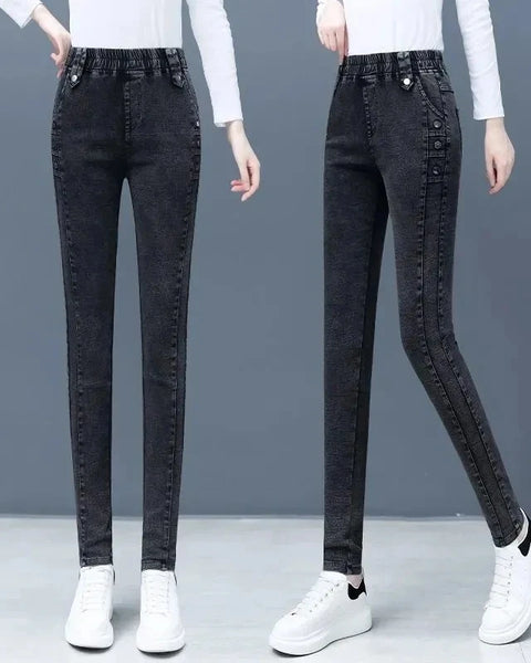 High Waist Skinny Pencil Jeans  Stretch Slim Denim Pants