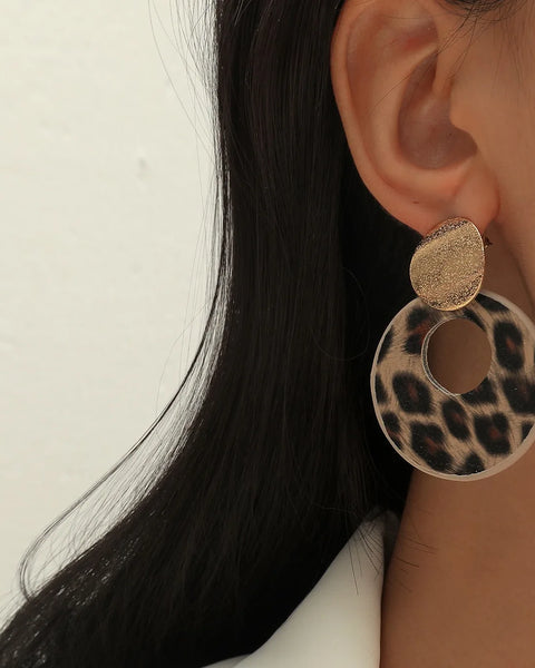 versatile round leopard print earrings