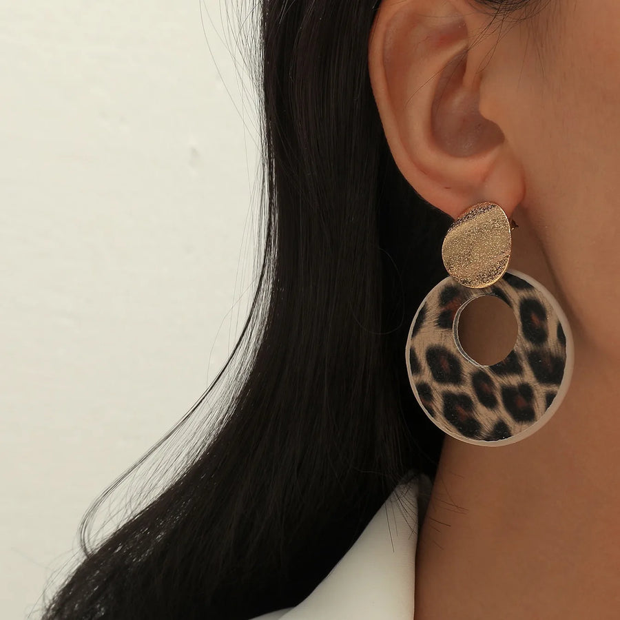 versatile round leopard print earrings