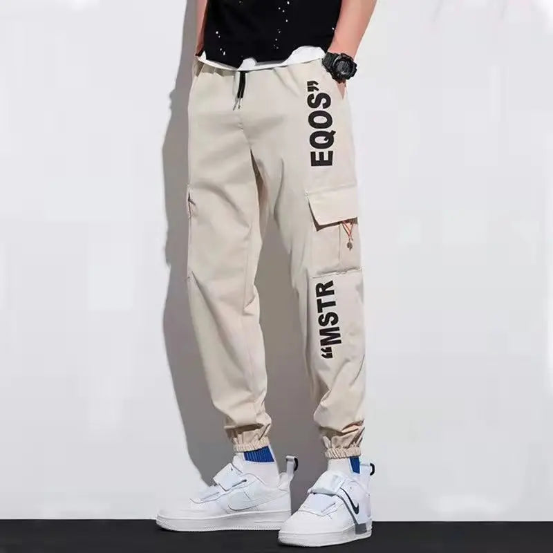 Classic Streetwear Casual Men Ribbons Harem Jogging Pants