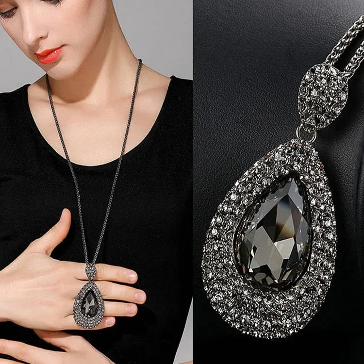 Women's Necklace Rhinestone Crystal Water Drop Pendant