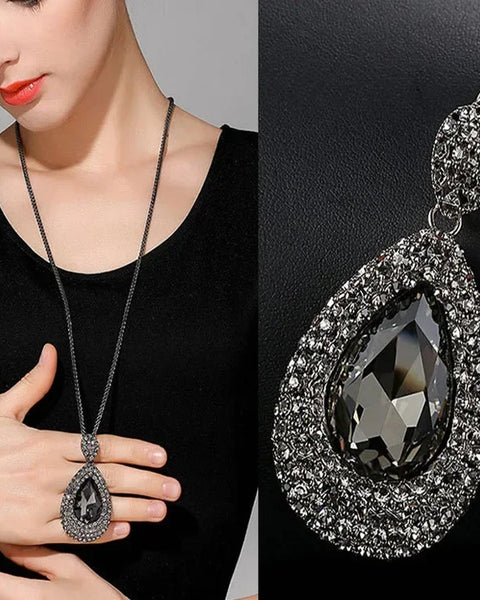 Women's Necklace Rhinestone Crystal Water Drop Pendant