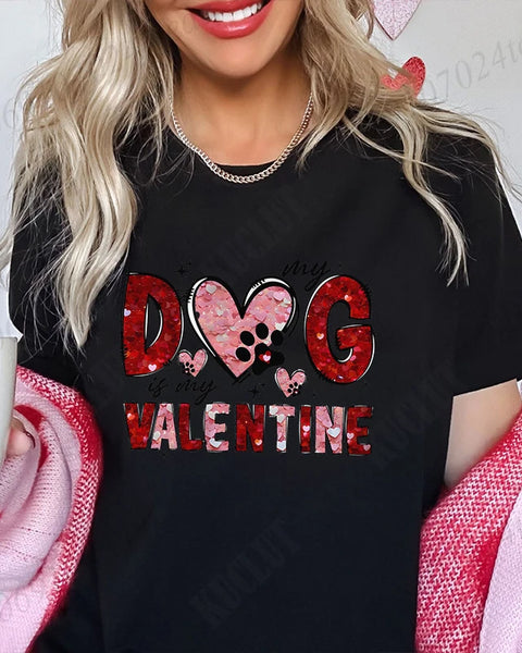 Valentine Print Casual O-Neck Fashion Streetwear  Women Graphic Tees