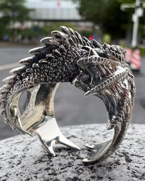 Vintage Dragon Rings for Men Women Gothic Punk Style Pterosaur Wings Opening Adjustable