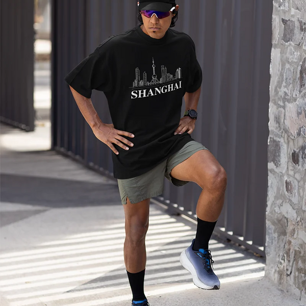 Shanghai City T-Shirt Shanghai Skyline Design Tee Short Sleeve Unisex Shirt