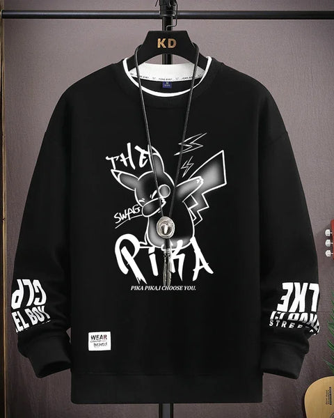 Spring Men's Sweatshirt Japan Alphabet Printed Long Sleeve T-shirt Fashion Men's Clothing Khaki O Neck Harajuku Top 2024 New