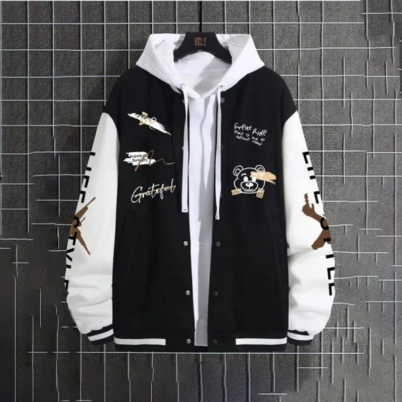 trendy American Men's baseball jacket Hoodie