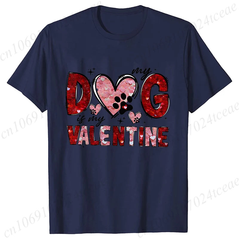 Valentine Print Casual O-Neck Fashion Streetwear  Women Graphic Tees