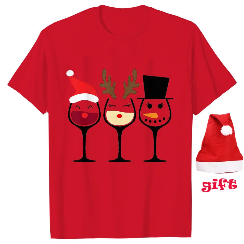 Christmas Wine Women T Shirts