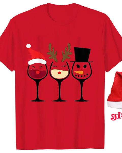 Christmas Wine Women T Shirts