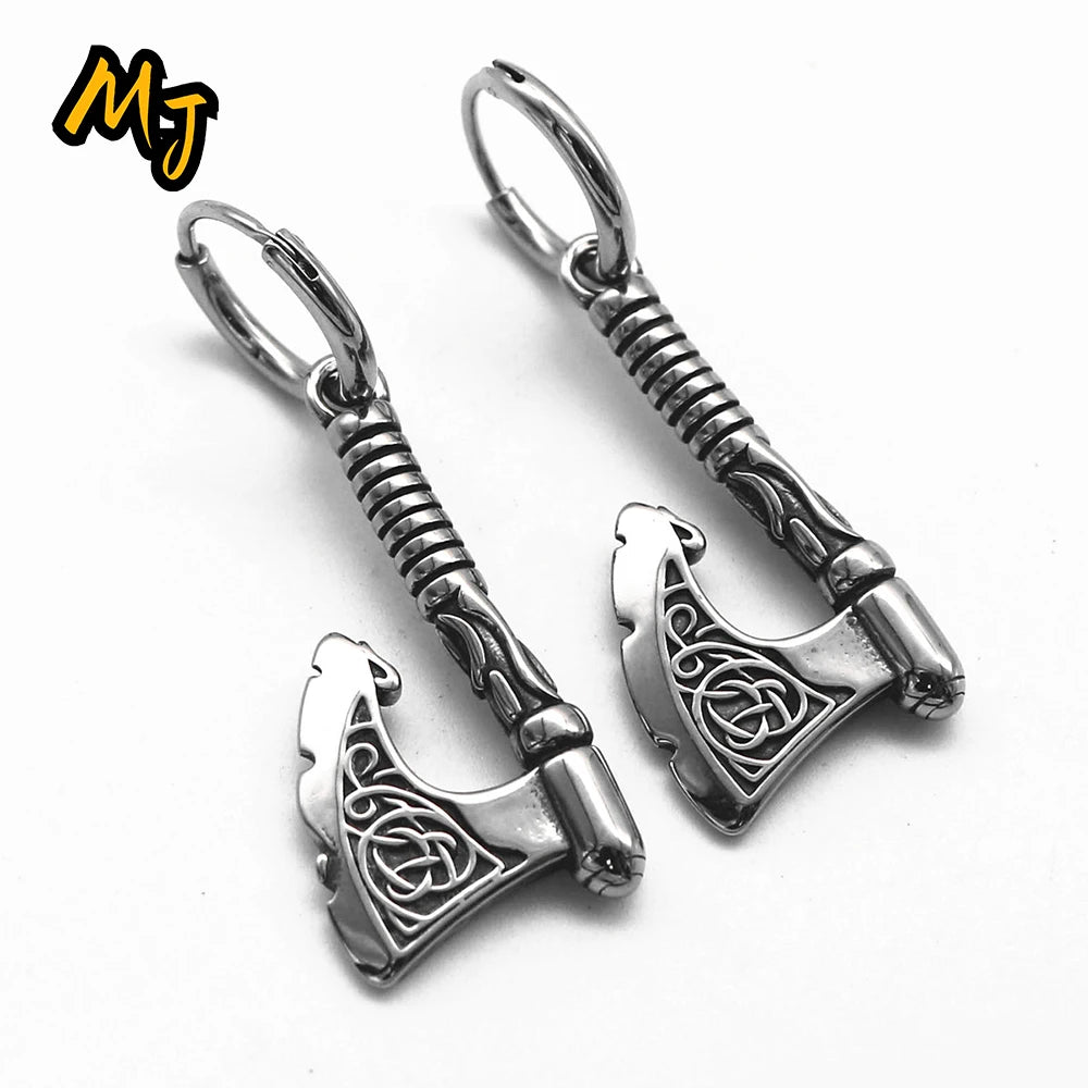 Retro Nordic Vikings Axe Earrings Man