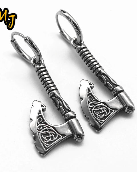 Retro Nordic Vikings Axe Earrings Man