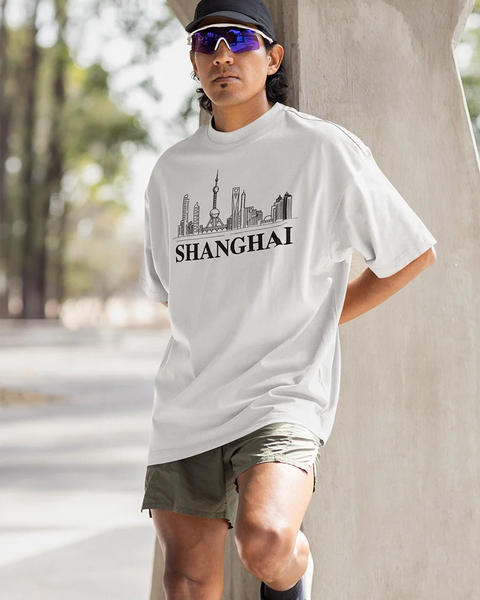 Shanghai City T-Shirt Shanghai Skyline Design Tee Short Sleeve Unisex Shirt