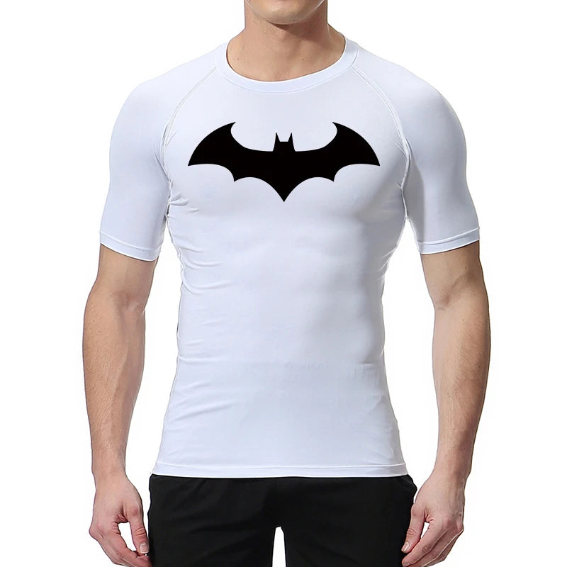 Bat Graphic Compression Shirts for Men Short Sleeve Rash Guard Gym Workout