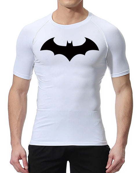 Bat Graphic Compression Shirts for Men Short Sleeve Rash Guard Gym Workout