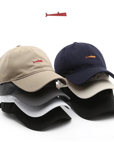 Simple Baseball Cap men Sebound Hat Whale Embroidery Casual Hat Cotton Soft Top Cap New Boy Girl Couples With The Same Hats