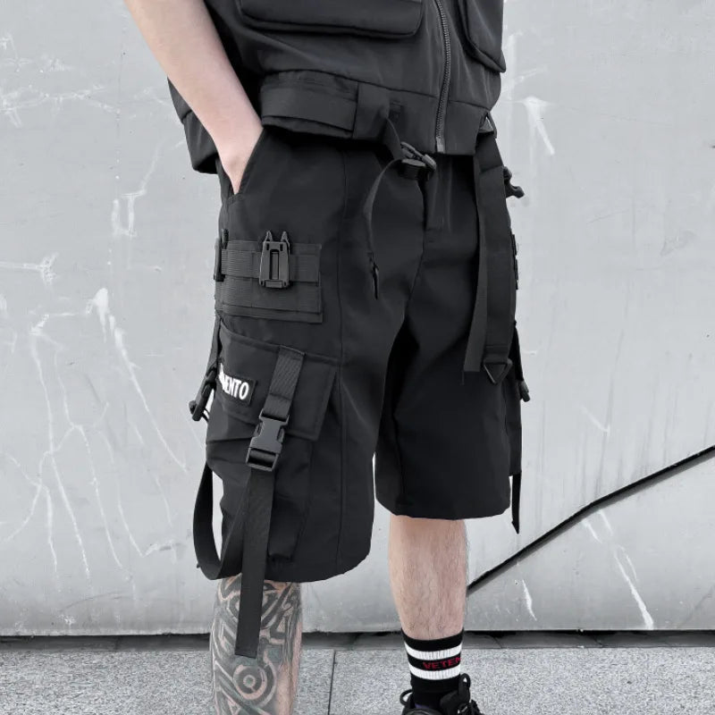 Men Tactical Cargo Shorts Summer Fashion Functional Multi Pockets Shorts Tech wear Hip Hop Streetwear Knee Length Pants