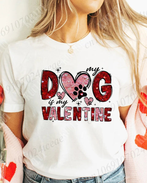 Valentine Print Casual O-Neck Fashion Streetwear  Women Graphic Tees