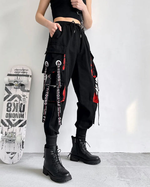 Women Cargo Pants Harem Pants Punk Pockets Jogger Trousers