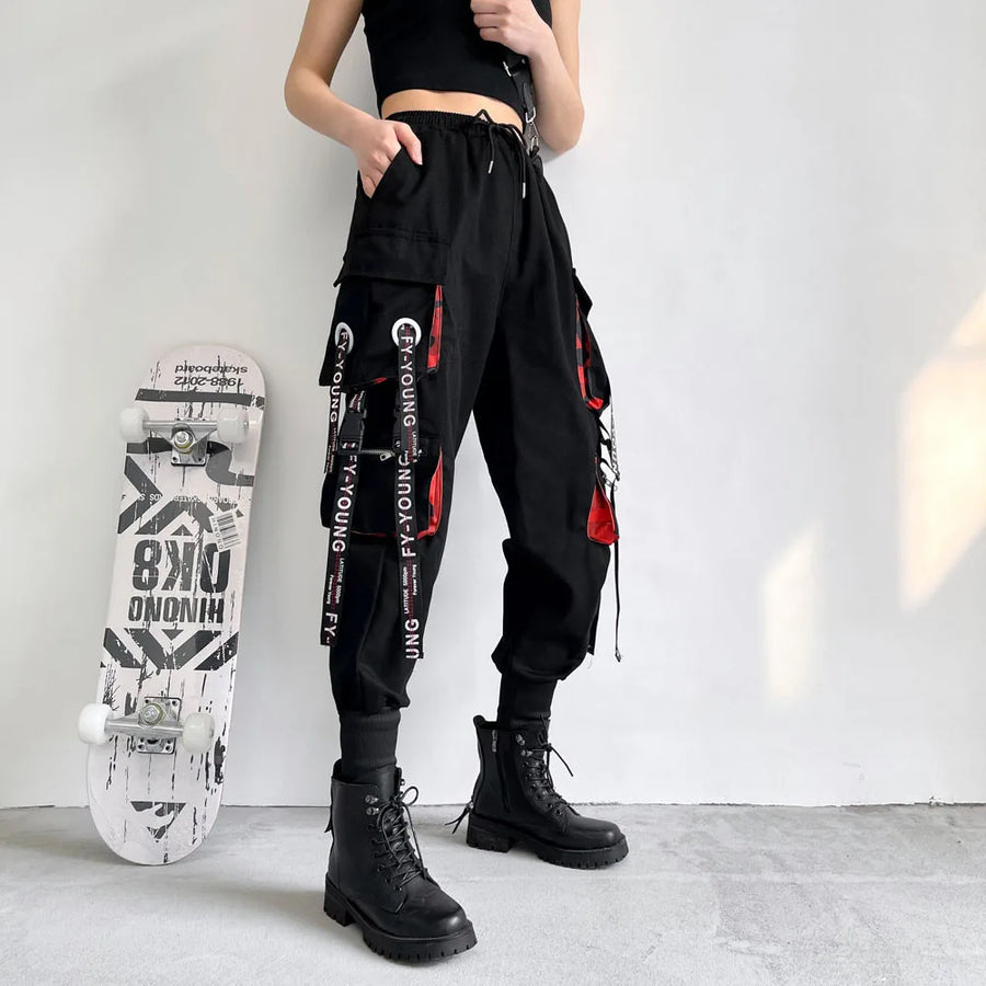 Women Cargo Pants Harem Pants Punk Pockets Jogger Trousers