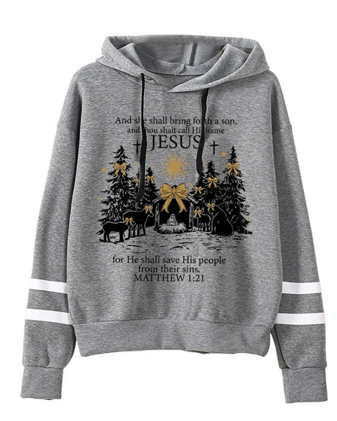 Vintage Long Sleeve  Women's Jesus Christmas Hoodies