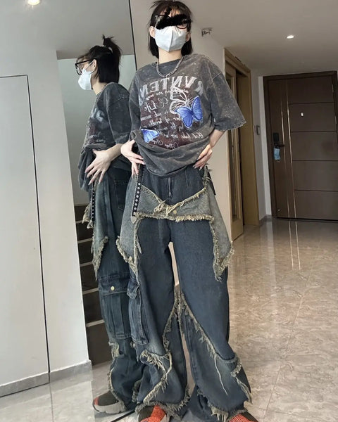 Vintage Women Denim Jeans Korean Streetwear