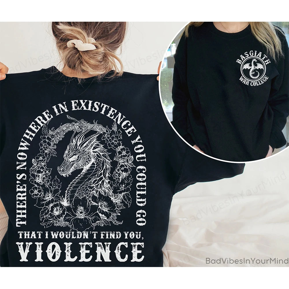 Retro Sweatshirt Fourth Wing Dragon Rider Basgiath War College Sweatshirt