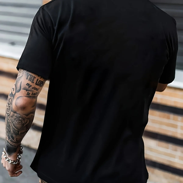 Summer men's 100% cotton comfortable casual loose fit plus size bull pattern print sports round neck short sleeved T-shirt top