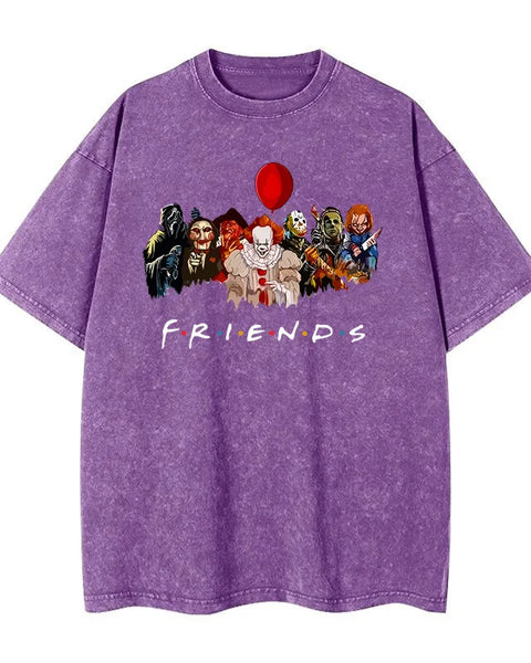 Cartoon clown friends simple loose comfortable breathable wash T-shirt