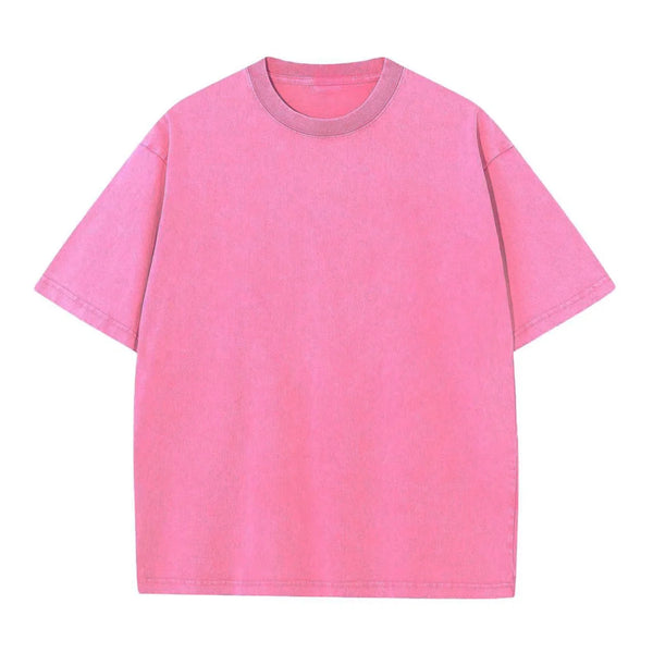 Loose Plus Size Retro Trend Batik 100% Cotton Off Shoulder Wash To Make Old High-quality Solid Color Simple Men's T-shirt