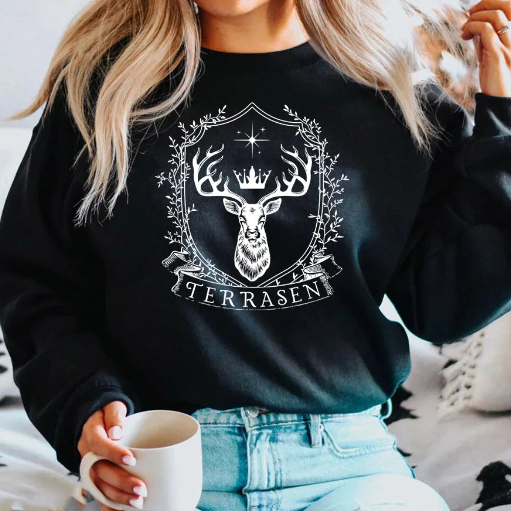 Terrasen Throne of Glass Sarah J Maas Series Hoodie Vintage Pullover Women Crewneck Sweatshirts