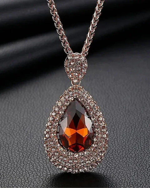 Women's Necklace Rhinestone Crystal Water Drop Pendant