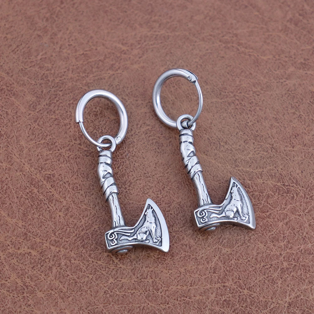 Retro Nordic Vikings Axe Earrings Man