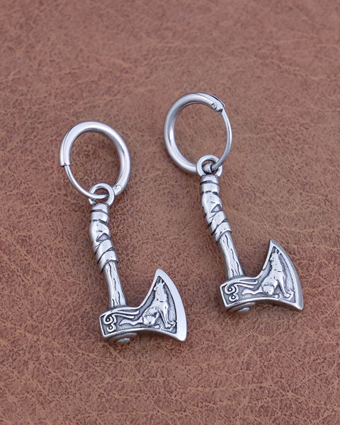 Retro Nordic Vikings Axe Earrings Man