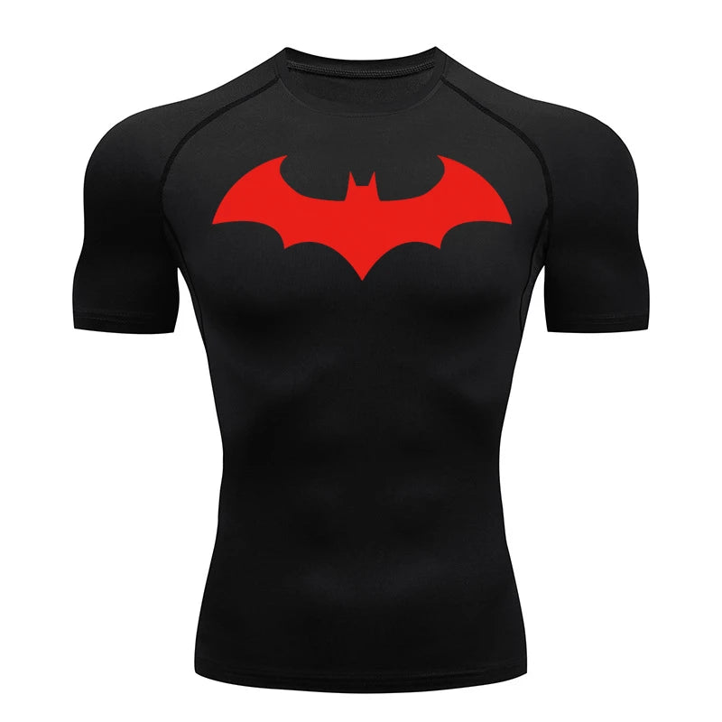 Bat Graphic Compression Shirts for Men Short Sleeve Rash Guard Gym Workout