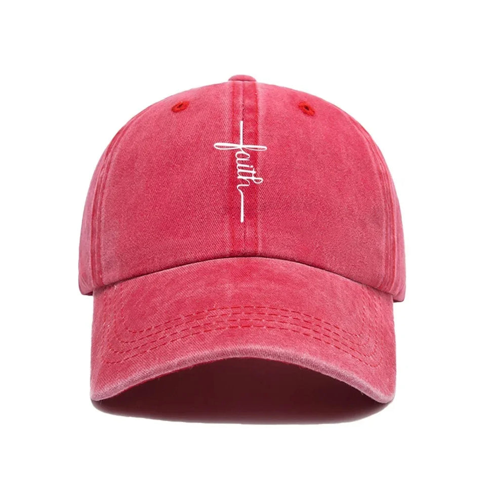 Printed Faith Soft Top Baseball Cap Unisex Outdoor Sun Protection Washable Retro Style Windproof Hat for Men And Women
