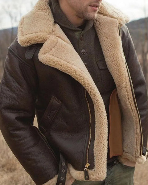 Winter Faux Leather Fur Warm Coat For Male