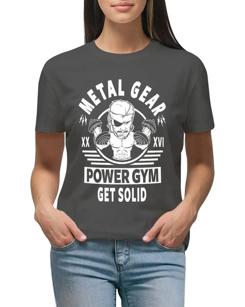 Metal Gear Power Gym, Get Solid T-Shirt Short sleeve tee sweat blanks plus size t shirts for Women loose fit