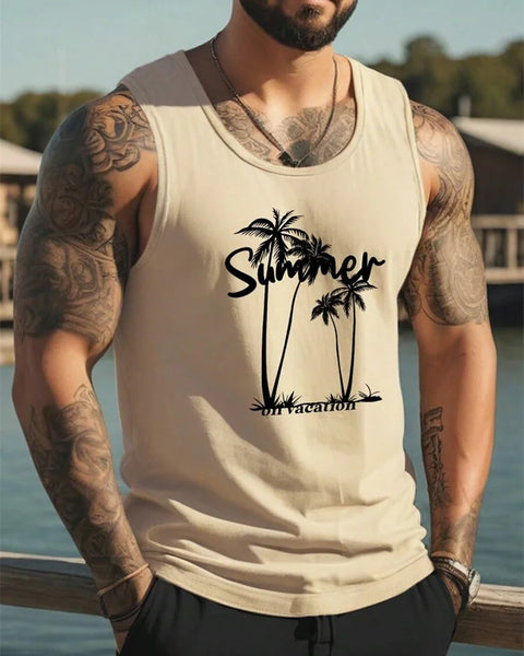 Summer Temperament Men's Tank Top Men's Beach Casual Holiday Wear 3D Printed Daily Outdoor Sports Sleeveless Crew Neck Tank Top