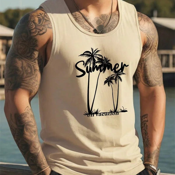 Summer Temperament Men's Tank Top Men's Beach Casual Holiday Wear 3D Printed Daily Outdoor Sports Sleeveless Crew Neck Tank Top